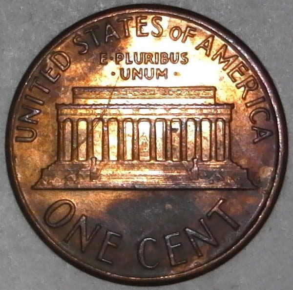 1988-P-Lincoln-Memorial-Cent-Struck-Through-Wire-Brush-Bristle